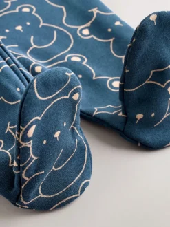 Babypakjes En Babypyjama's*Next - Babypyjama met fleecevoering Marineblauw met berenprint