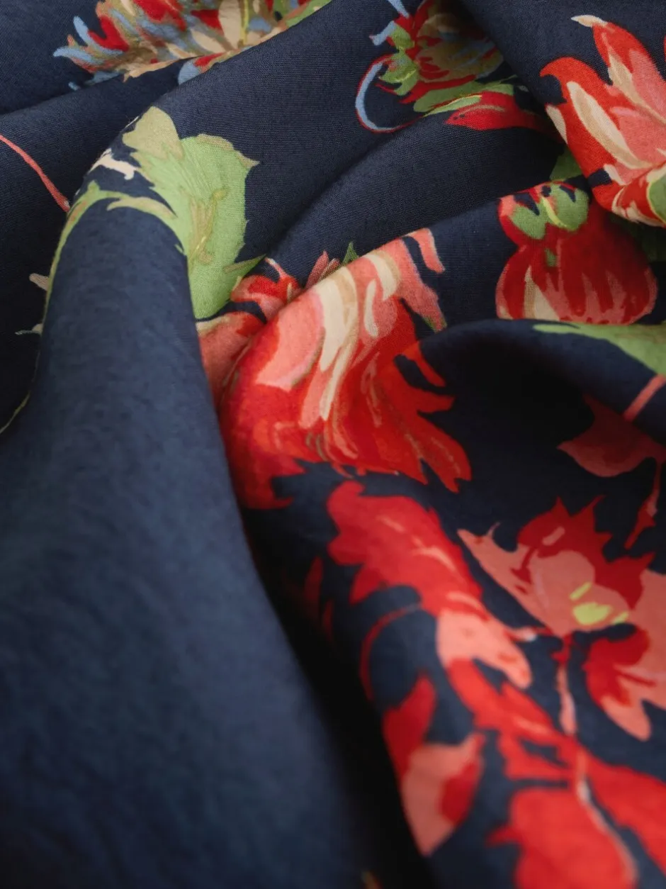 Gelegenheidskleding|Jurken*Next - Midi-jurk met print en pofmouwen Marineblauw met bloemenprint