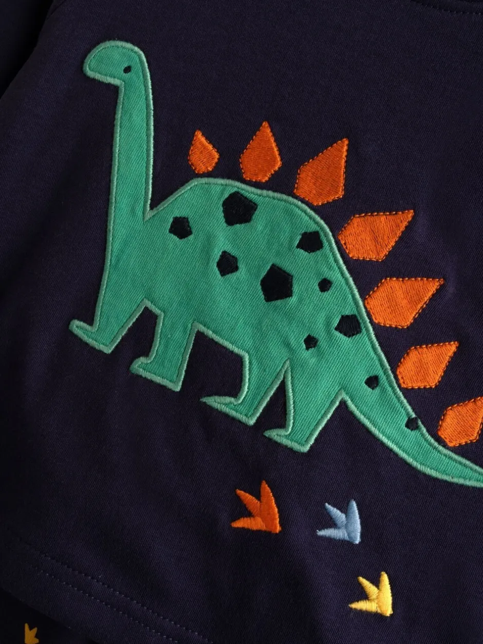 Pyjama's|Jojo Maman Bébé - Cosy Jersey Pyjamas Marineblauw met dinosaurus