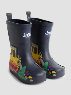 Laarzen|Jojo Maman Bébé - Plain Wellies Marineblauw met graafmachine