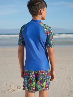 Badkleding|Next Marineblauw met Minecraft-print - Surfhemdje (3-16 jr)