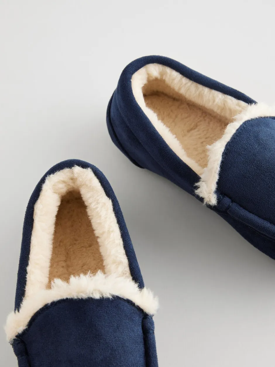 Pantoffels*Next - Behaaglijke pantoffels met mocassin Marineblauw met neutrale warme voering
