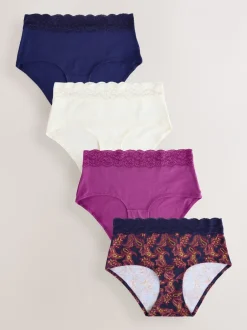 Onderbroeken*Next - Katoenen kanten slipjes 4 stuks Marineblauw met paisleymotief