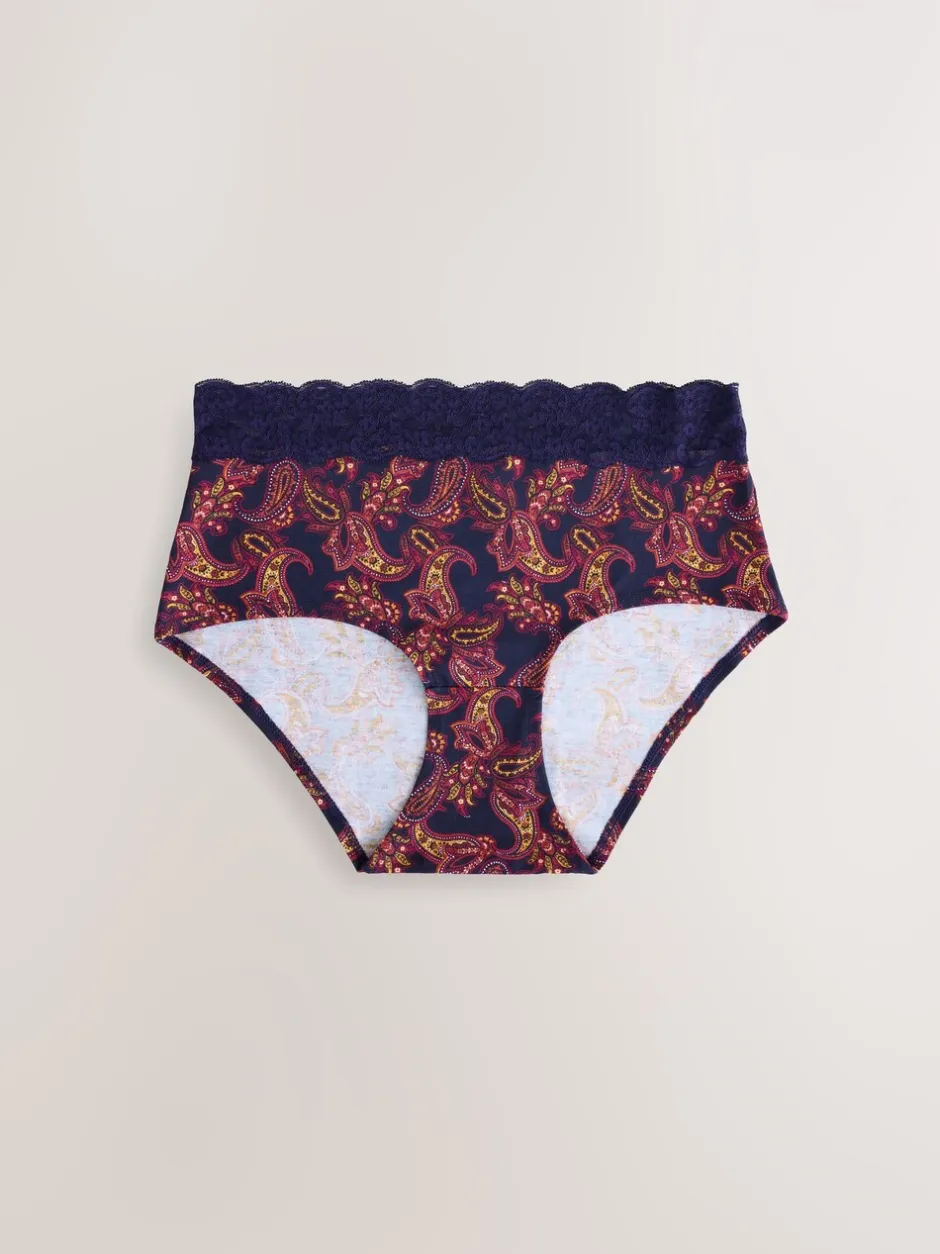 Onderbroeken*Next - Katoenen kanten slipjes 4 stuks Marineblauw met paisleymotief