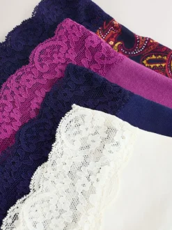 Onderbroeken*Next - Katoenen kanten slipjes 4 stuks Marineblauw met paisleymotief