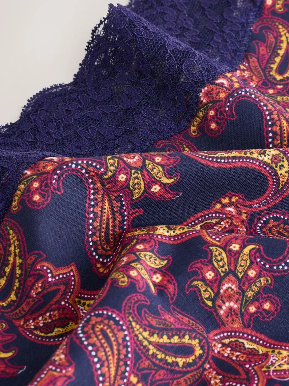 Onderbroeken*Next - Katoenen kanten slipjes 4 stuks Marineblauw met paisleymotief