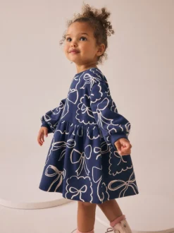 Jurken|Gebreide Kleding|Next Marineblauw met strikjes - Sweaterjurk (3 mnd-7 jr)