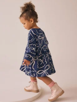 Jurken|Gebreide Kleding|Next Marineblauw met strikjes - Sweaterjurk (3 mnd-7 jr)