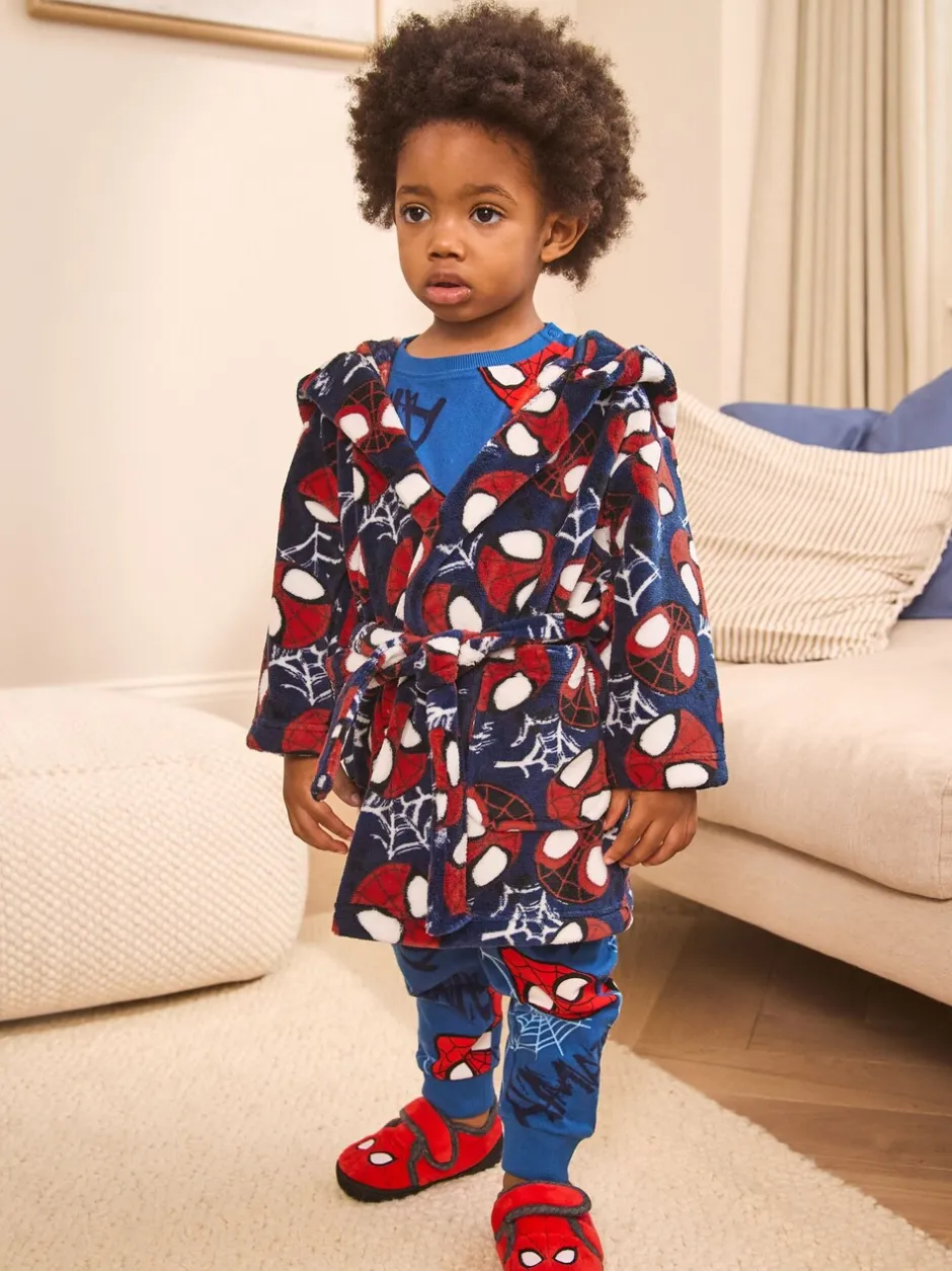 Kamerjassen|Nachtkleding En Pyjama's|Next Marineblauw Spider-Man - Fleece-licentie badjas (12mnd -10jr)