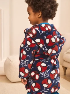 Kamerjassen|Nachtkleding En Pyjama's|Next Marineblauw Spider-Man - Fleece-licentie badjas (12mnd -10jr)