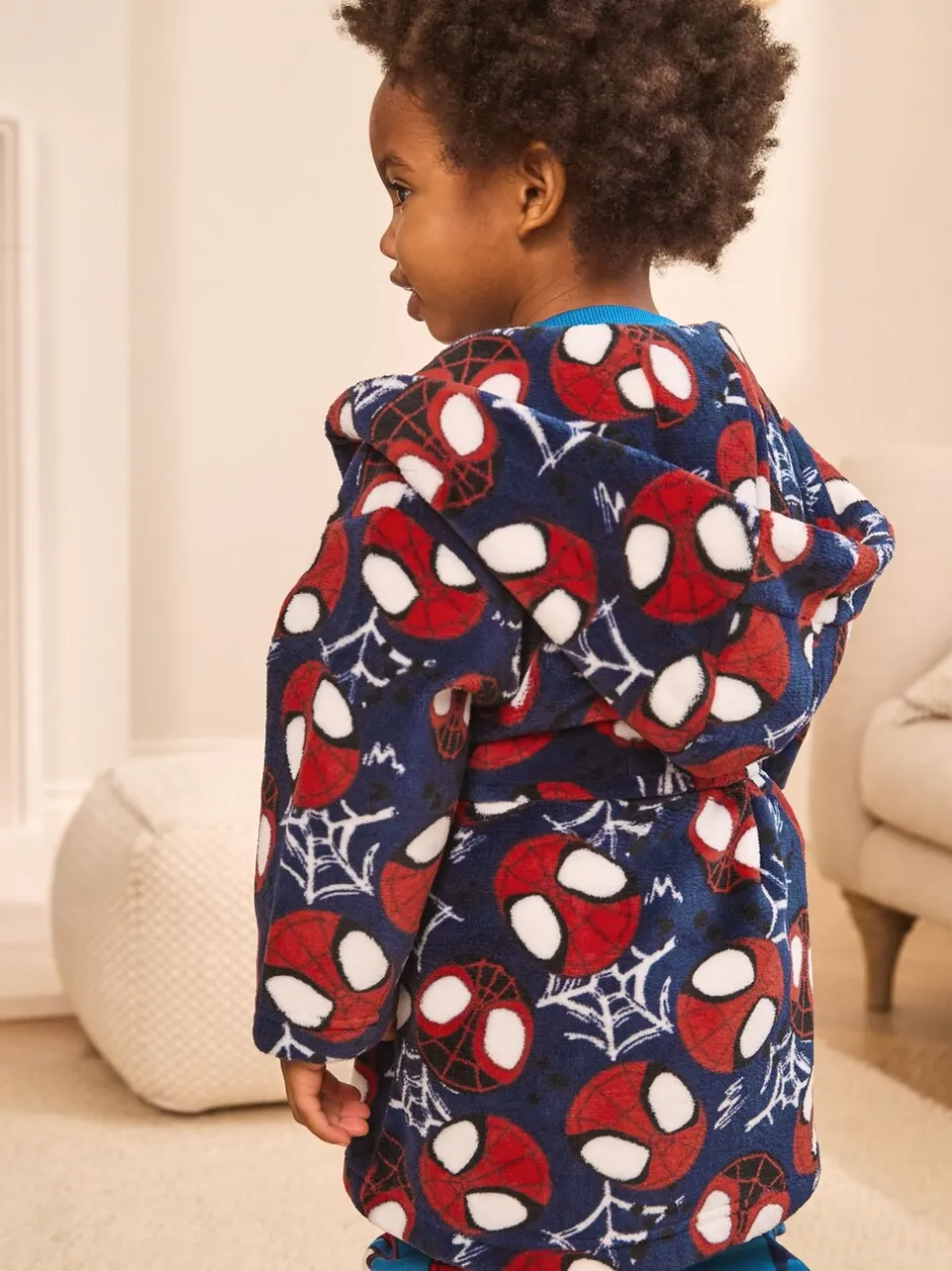 Kamerjassen|Nachtkleding En Pyjama's|Next Marineblauw Spider-Man - Fleece-licentie badjas (12mnd -10jr)