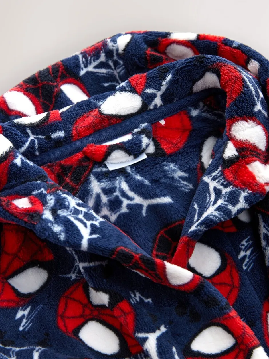 Kamerjassen|Nachtkleding En Pyjama's|Next Marineblauw Spider-Man - Fleece-licentie badjas (12mnd -10jr)