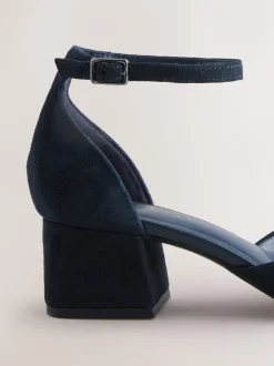Schoenen Met Hakken|Next - Toe Cap Block Heels Marineblauw suède