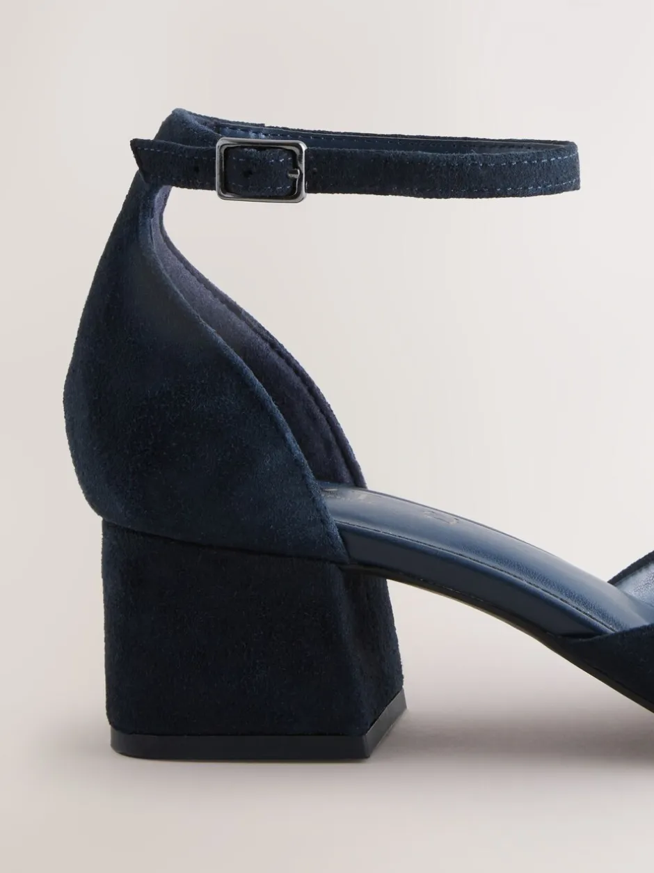 Schoenen Met Hakken|Next - Toe Cap Block Heels Marineblauw suède