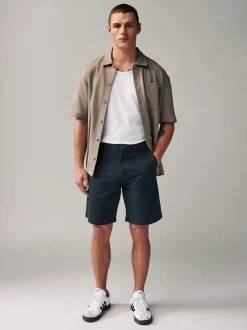 Shorts|Next - Ruimvallende pasvorm. - Set van 2 chinoshorts met stretch Marineblauw/antraciet
