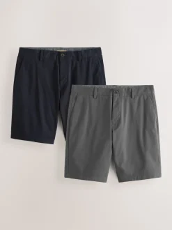 Shorts|Next - Straight fit - Set van 2 chinoshorts met stretch Marineblauw/antraciet
