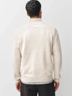Gebreide Kleding|Next - 100% Cotton Regular Fit Premium Quarter Zip Jumpers 2 Pack Marineblauw/beigebruin