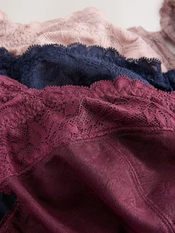 Beha's|Next - DD+ Beha's met volledige cups zonder vulling, set van 3 met kantversiering Marineblauw/bessenrood/roze