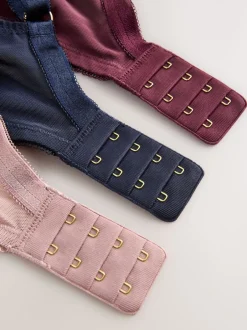 Beha's|Next - DD+ Beha's met volledige cups zonder vulling, set van 3 met kantversiering Marineblauw/bessenrood/roze