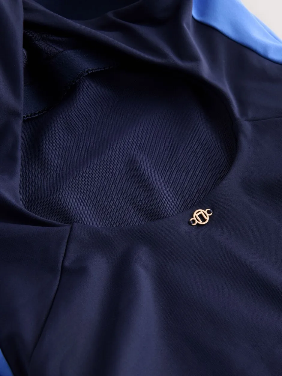 Badkleding|Next - Hoogsluitende halterbadpak met buikcorrectie Marineblauw/blauw