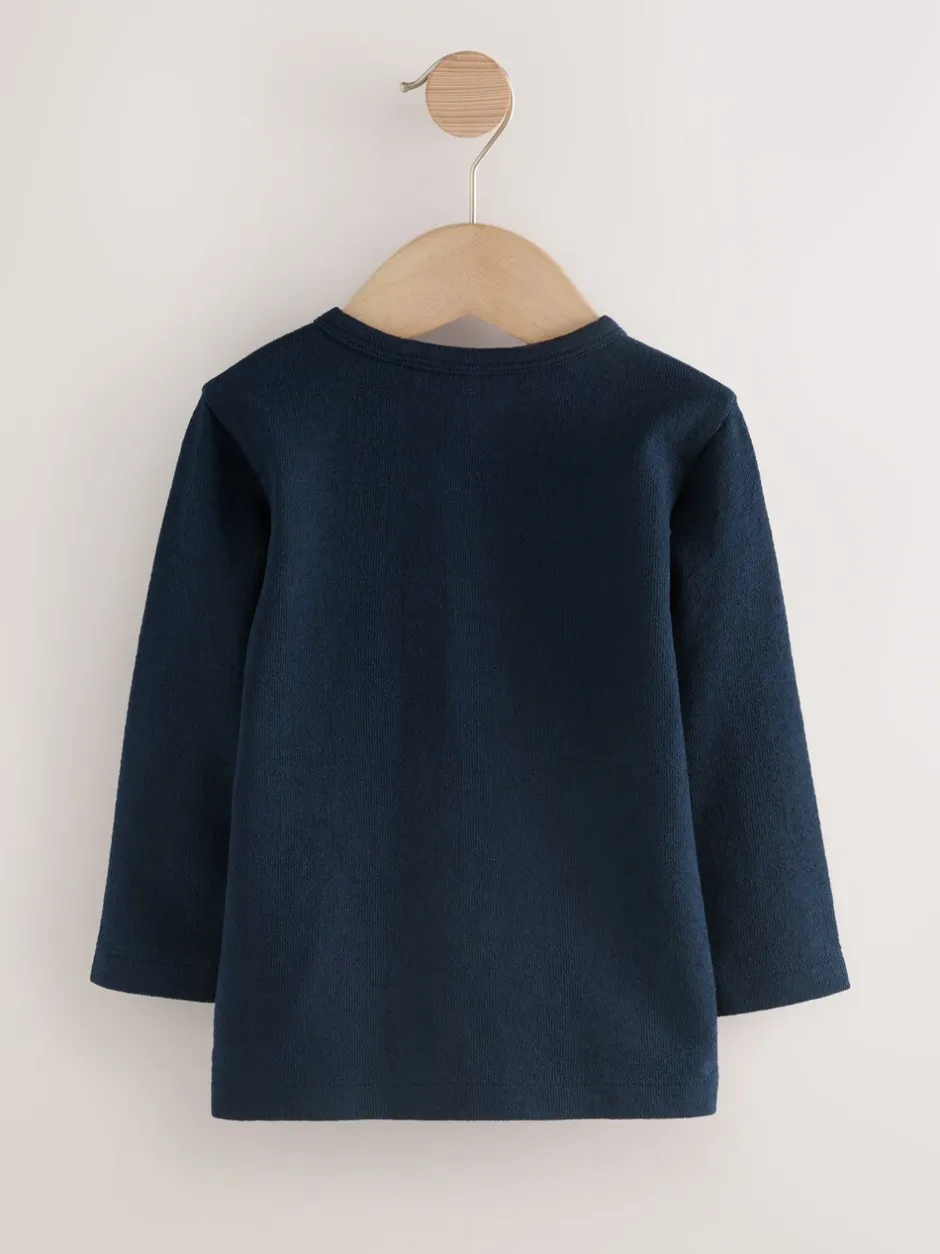 Tops|T-Shirts*Next Marineblauw/blauw/kiezelkleur - Set van 3 Henley T-shirts met lange mouwen (3mnd-7jr)