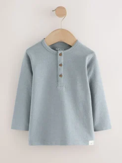 Tops|T-Shirts*Next Marineblauw/blauw/kiezelkleur - Set van 3 Henley T-shirts met lange mouwen (3mnd-7jr)