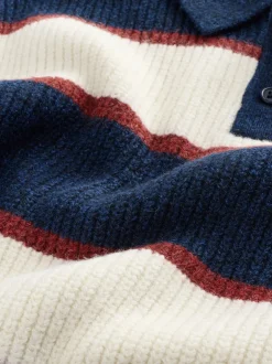 Truien En Breisels*Next - Gebreid gestreept rugbypoloshirt (3mnd-7jr) Marineblauw/bordeauxrood