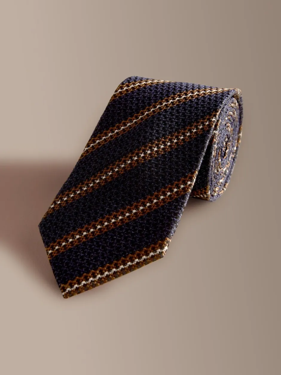 Stropdassen En Pochets*Next - Signature zijden das Marineblauw/bruin