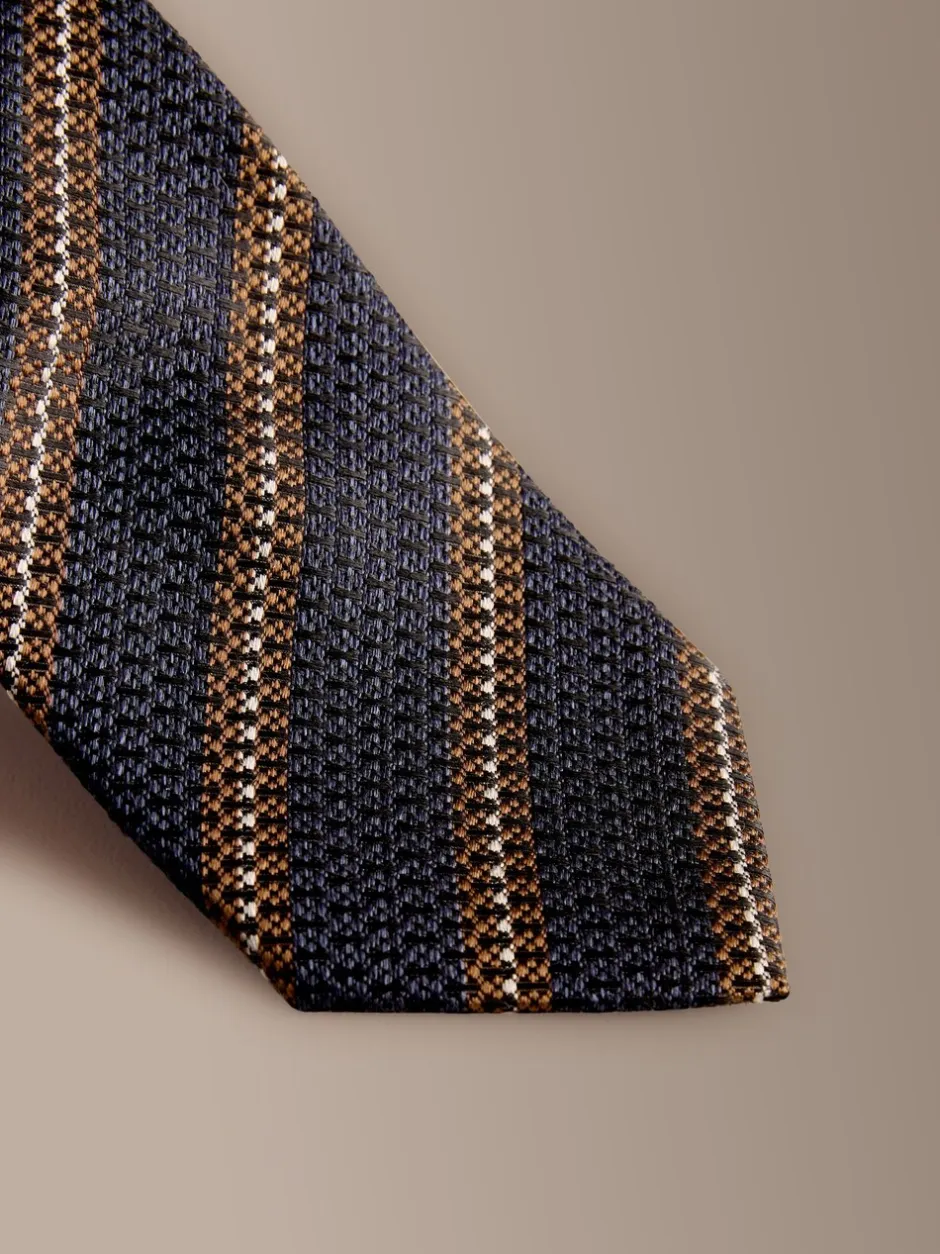 Stropdassen En Pochets*Next - Signature zijden das Marineblauw/bruin