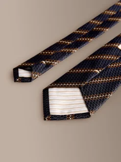 Stropdassen En Pochets*Next - Signature zijden das Marineblauw/bruin