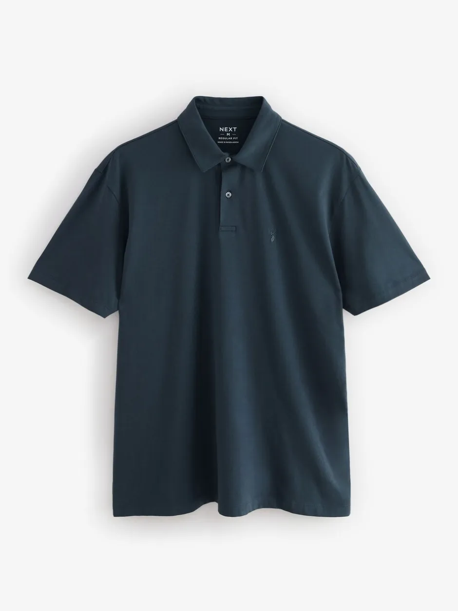 Poloshirts|T-Shirts En Hemden*Next Marineblauw/bruin/grijs/wit/saliegroen - Normale Pasvorm - Set van 5 jersey poloshirts met korte mouwen