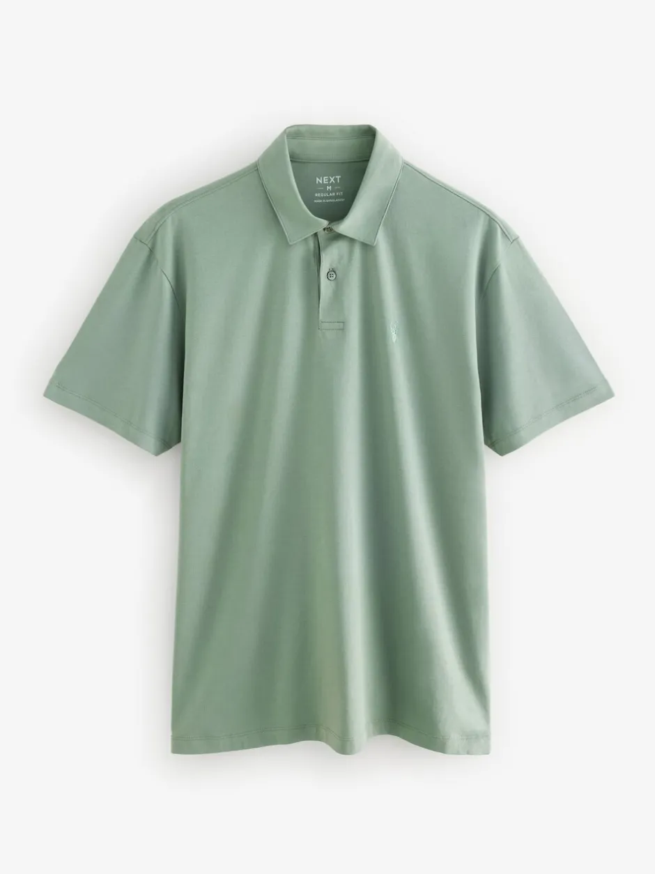 Poloshirts|T-Shirts En Hemden*Next Marineblauw/bruin/grijs/wit/saliegroen - Normale Pasvorm - Set van 5 jersey poloshirts met korte mouwen