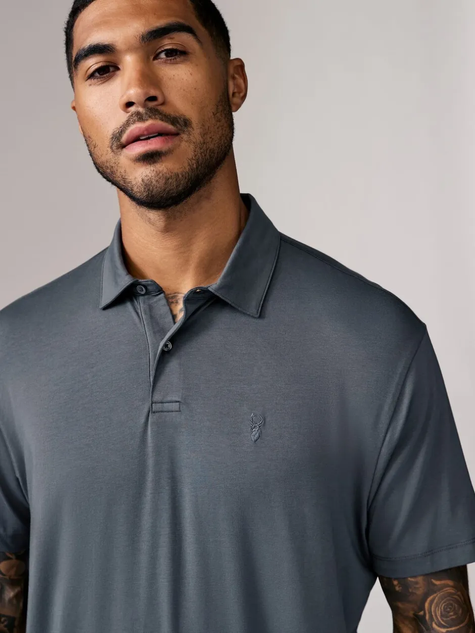 Poloshirts|T-Shirts En Hemden*Next Marineblauw/bruin/grijs/wit/saliegroen - Normale Pasvorm - Set van 5 jersey poloshirts met korte mouwen