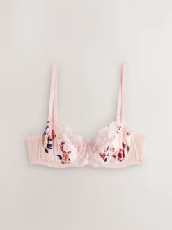 Beha's|Next Marineblauw/crème met bloemenprint - Niet opgevulde beha's met hele cup