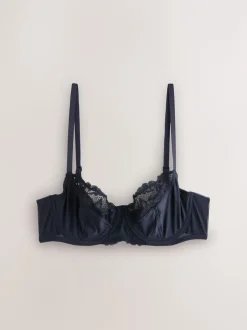 Beha's|Next Marineblauw/crème met bloemenprint - Niet opgevulde beha's met hele cup