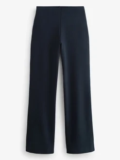 Broeken|Next - Smoothing Ponte Jersey Broek met Wijde Pijpen Marineblauwe krijtstreep