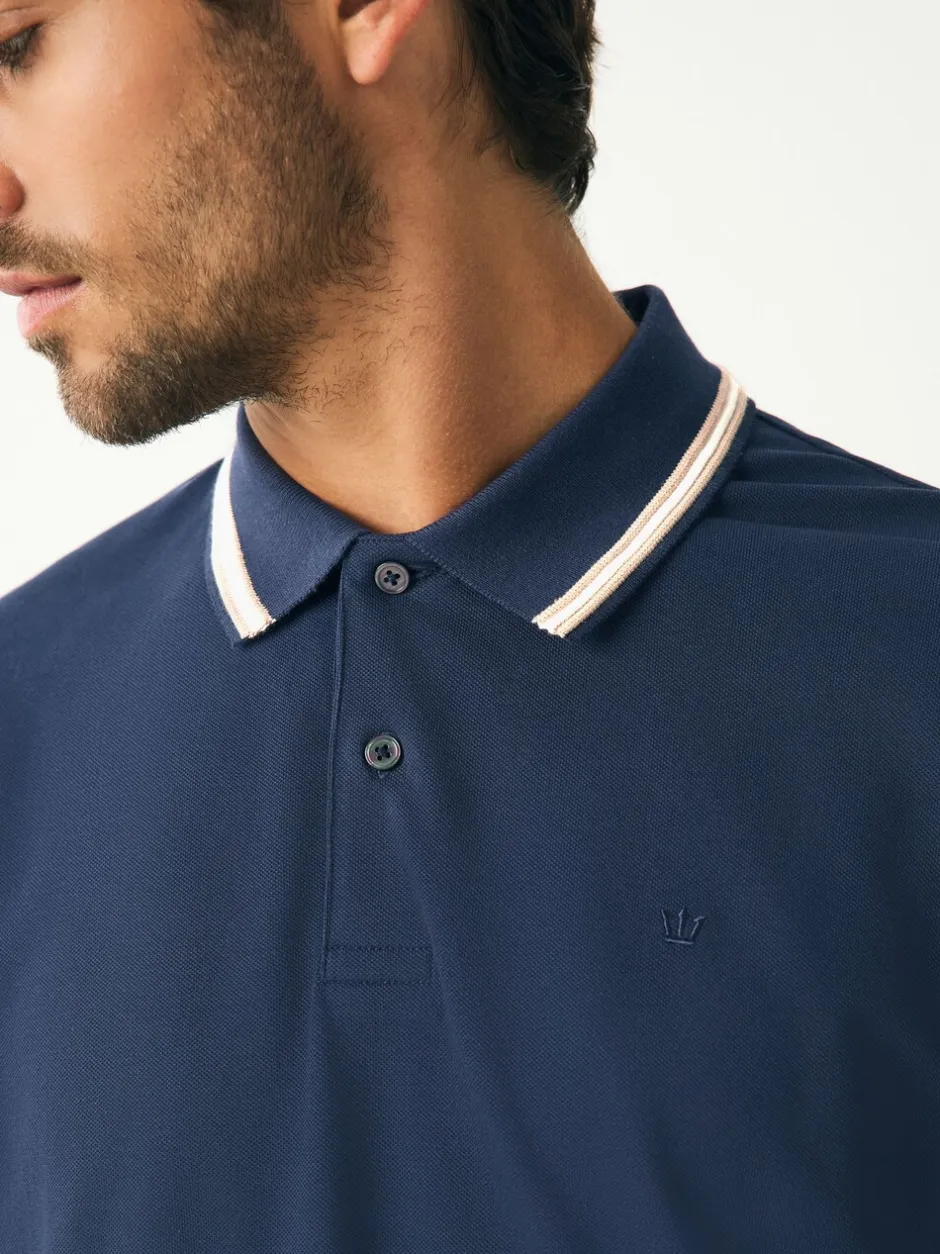 Poloshirts*Next Marineblauwe Ottoman - Regular fit poloshirt met korte mouwen en contrasterende randen