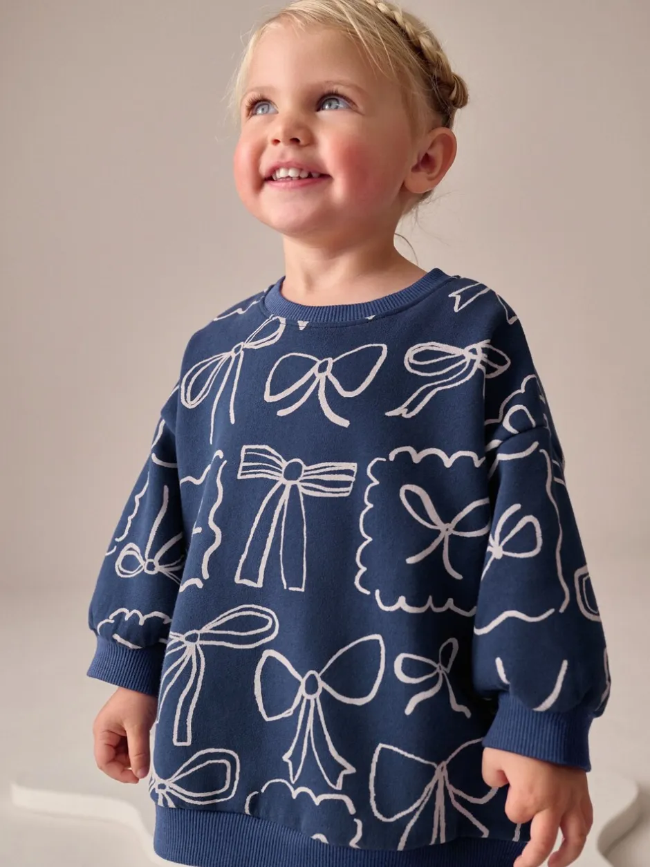 Sweaters En Hoody´S|Next Marineblauwe Strik Print - Set van sweatshirt en uitlopende legging (3mnd -7jr)