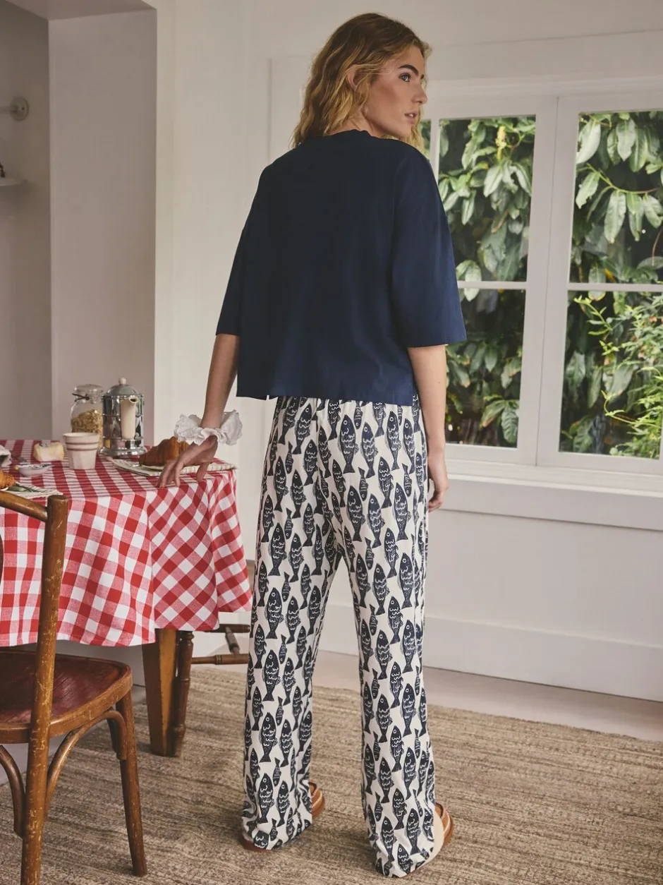 Pyjama's|Loungewear|Next Marineblauwe vis - Katoenen pyjama met korte mouw