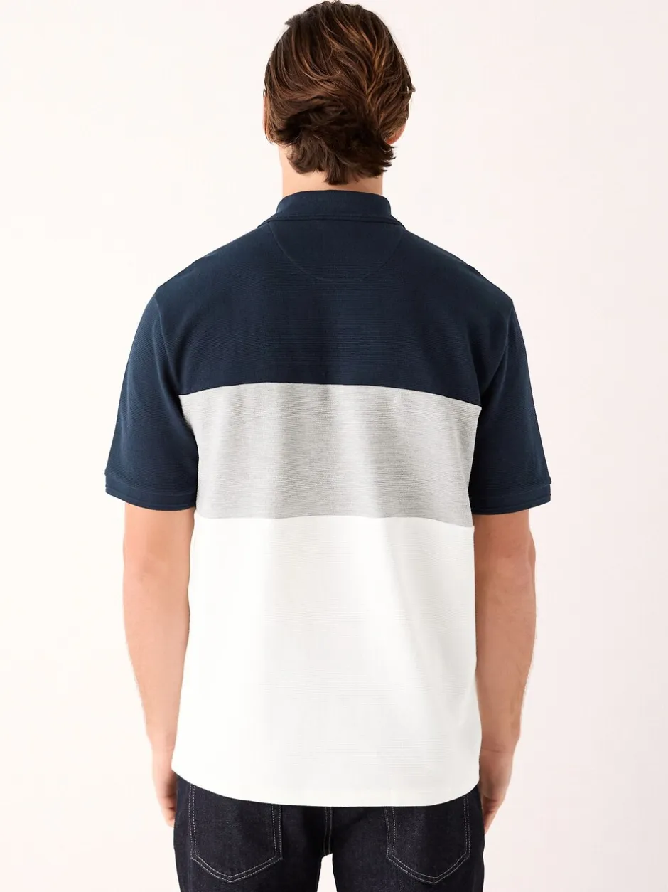 Poloshirts*Next Marineblauw/grijs - 100% katoenen poloshirt met korte mouwen, knopen en kleurvlakken