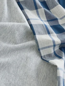 Pyjama's|Nachtkleding En Pyjama's|Next - 2 Pack Geweven Ruit Oversized Pyjama's (3-16jr) Marineblauw/grijs