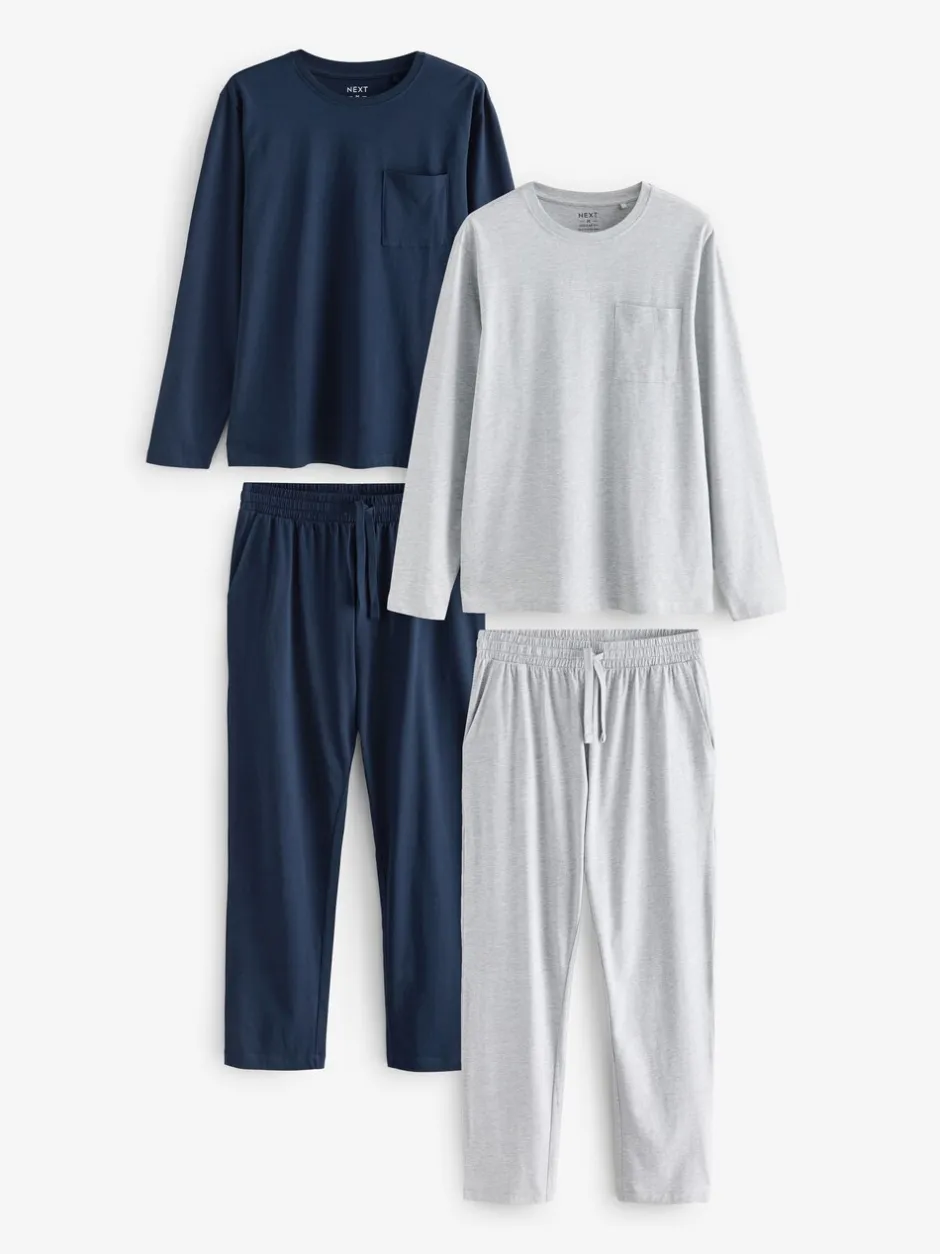Pyjama's|Next Marineblauw/grijs - Jersey pyjamaset met lange mouwen