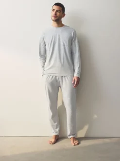 Pyjama's|Next Marineblauw/grijs - Jersey pyjamaset met lange mouwen