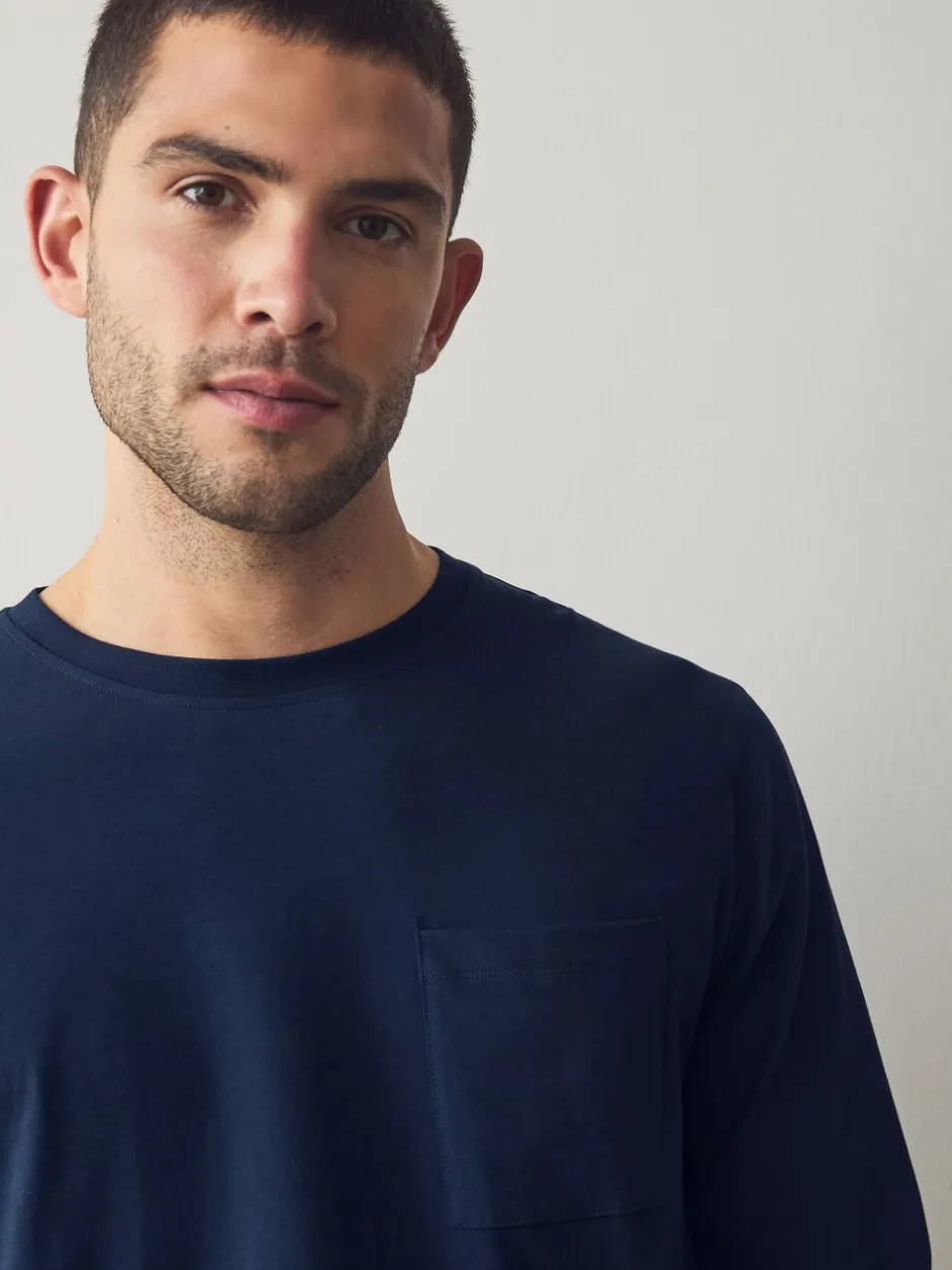 Pyjama's|Next Marineblauw/grijs - Jersey pyjamaset met lange mouwen