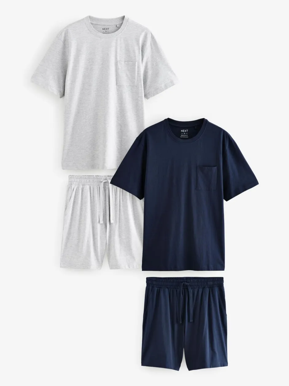 Pyjama's|Next Marineblauw/grijs - Korte jersey pyjama's verpakking van 2