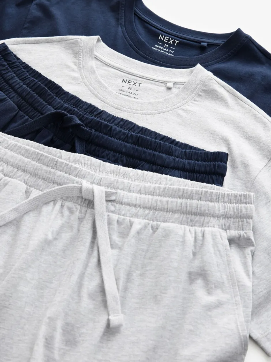 Pyjama's|Next Marineblauw/grijs - Korte jersey pyjama's verpakking van 2