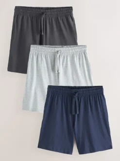 Pyjama's|Next - Set van 3 jersey pyjamashorts Marineblauw/grijs
