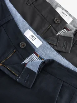 Broeken En Chino's|Next - Slim Fit - Stretch chino's verpakking van 2 Marineblauw/grijs antraciet
