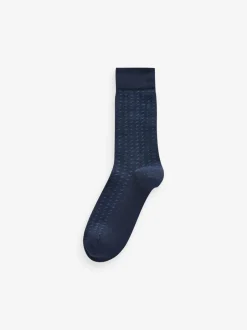 Sokken|Sokken|Next - Verpakking van 12 - Herensokken met hoog katoengehalte Marineblauw/grijs met motief