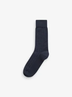 Sokken|Sokken|Next Marineblauw/grijs met motief - Verpakking van 7 - Herensokken met hoog katoengehalte